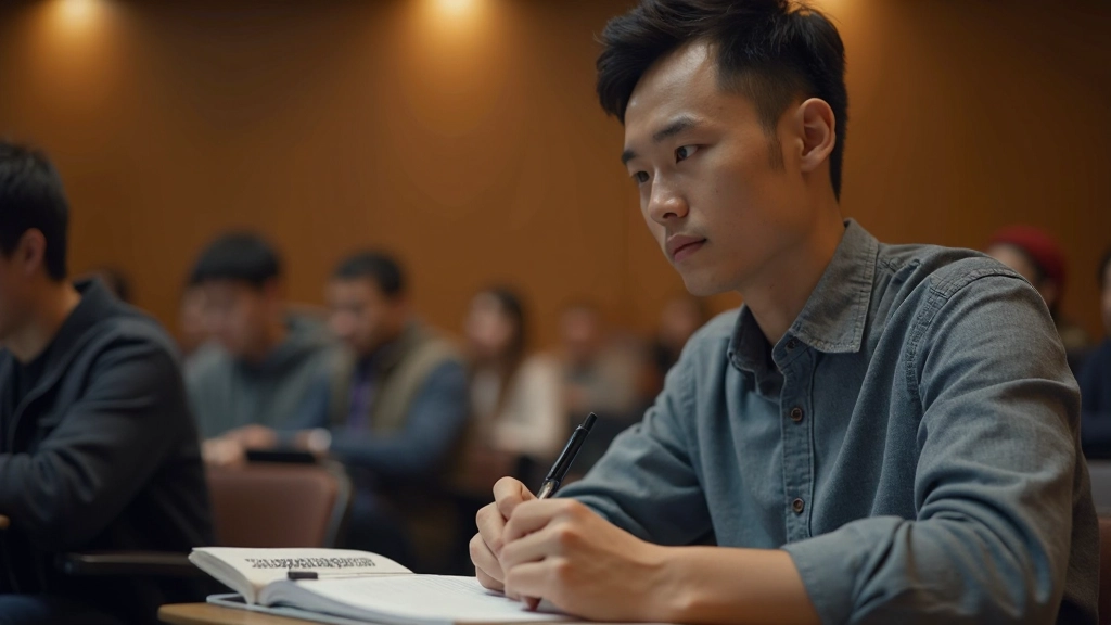 Студент активно слушает лектора и конспектирует ключевые идеи