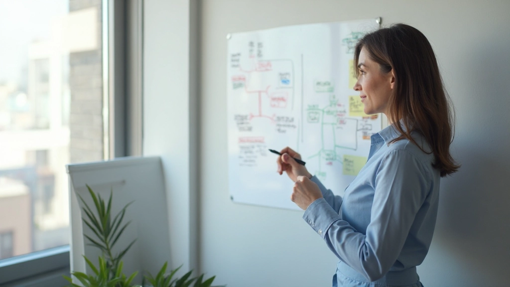 Профессиональный рабочий стол с интеллект-картой на ноутбуке и бумаге